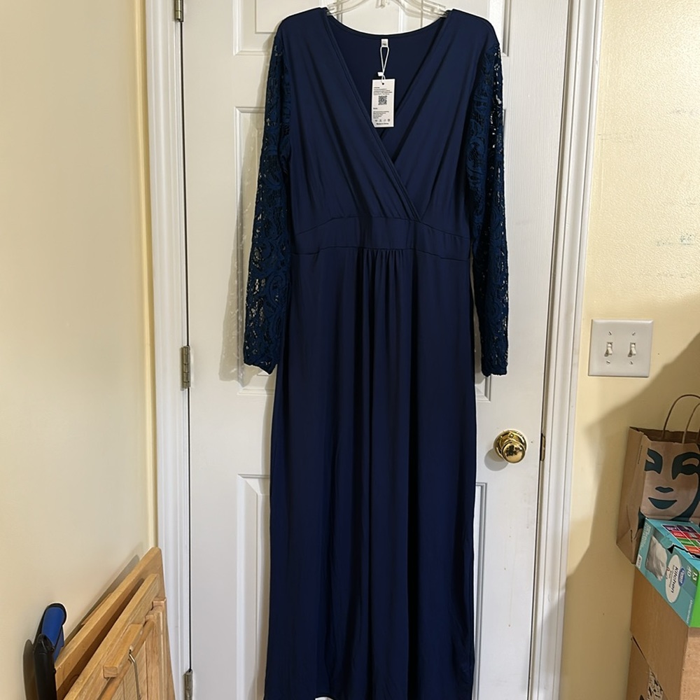 2x Blue Lace Maxi Dress with Pockets!
